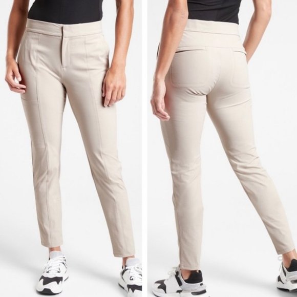 Athleta $108 Wander Stash Skinny Pants Abalone Grey Beige Cream 16 - Picture 1 of 10